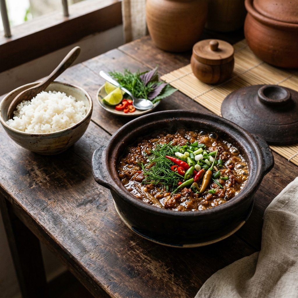 Mắm cá suối chưng thịt